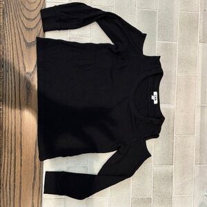 LNA Cold Shoulder Black Waffle Top